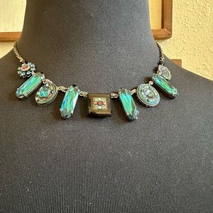 Vintage Firefly Blue & Black Necklace
